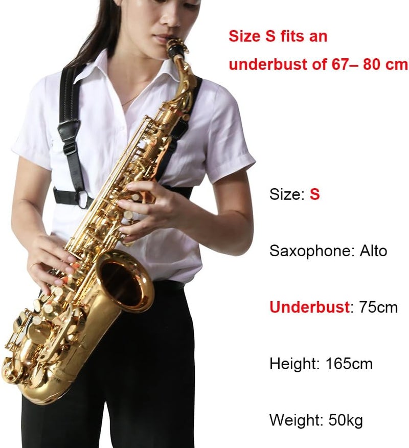Rayzm Saxophone Strap, Universal Double Shoulder Leather Strap for Sax, Adjustable Padded Harness Strap for Alto Tenor Baritone Saxophone (Small Size) - Image 4